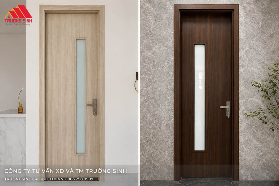 Cửa nhựa Composite nhà vệ sinh màu vân gỗ